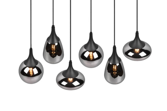Hanglamp Lumina met Smoke Glas - 93 cm - Mat Zwart