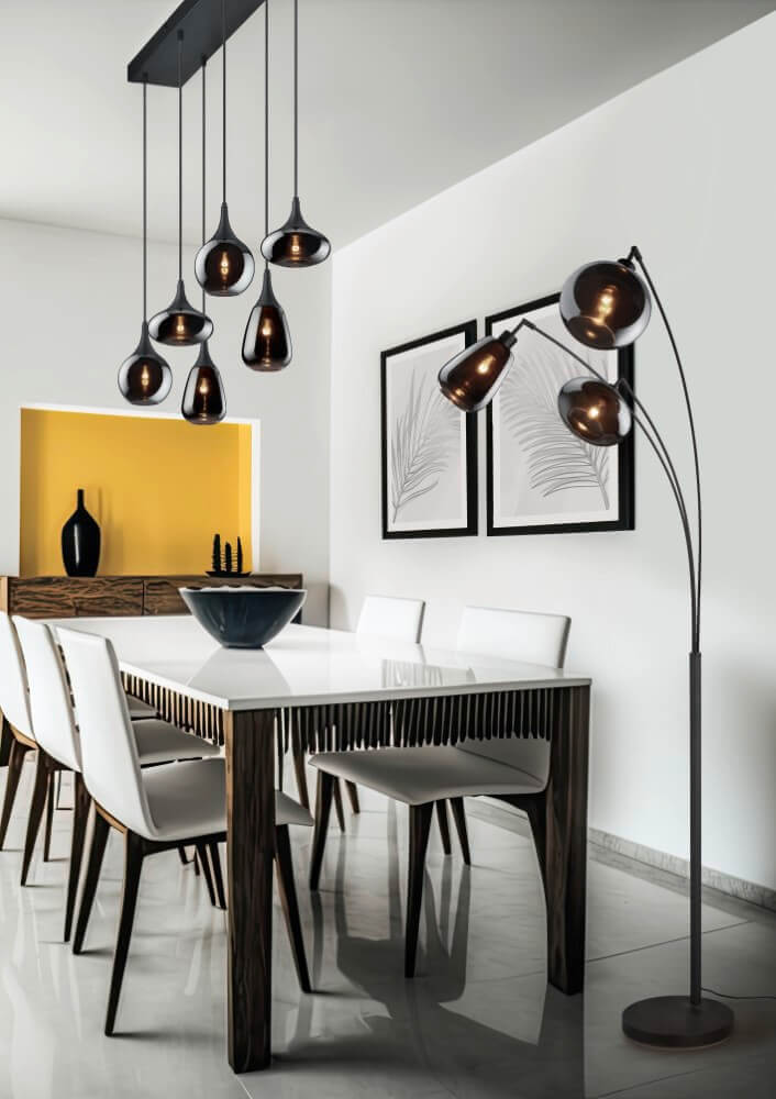 Hanglamp Lumina met Smoke Glas - 93 cm - Mat Zwart 3