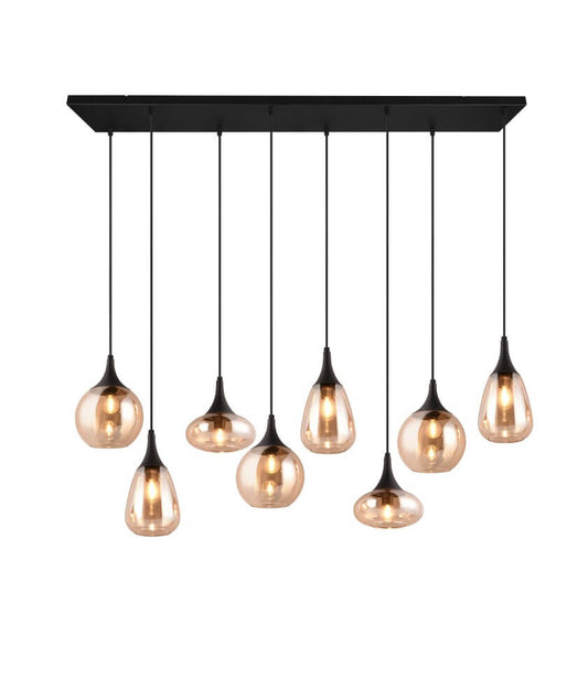 Hanglamp Lumina met Amber Glas - 121 cm - Mat Zwart