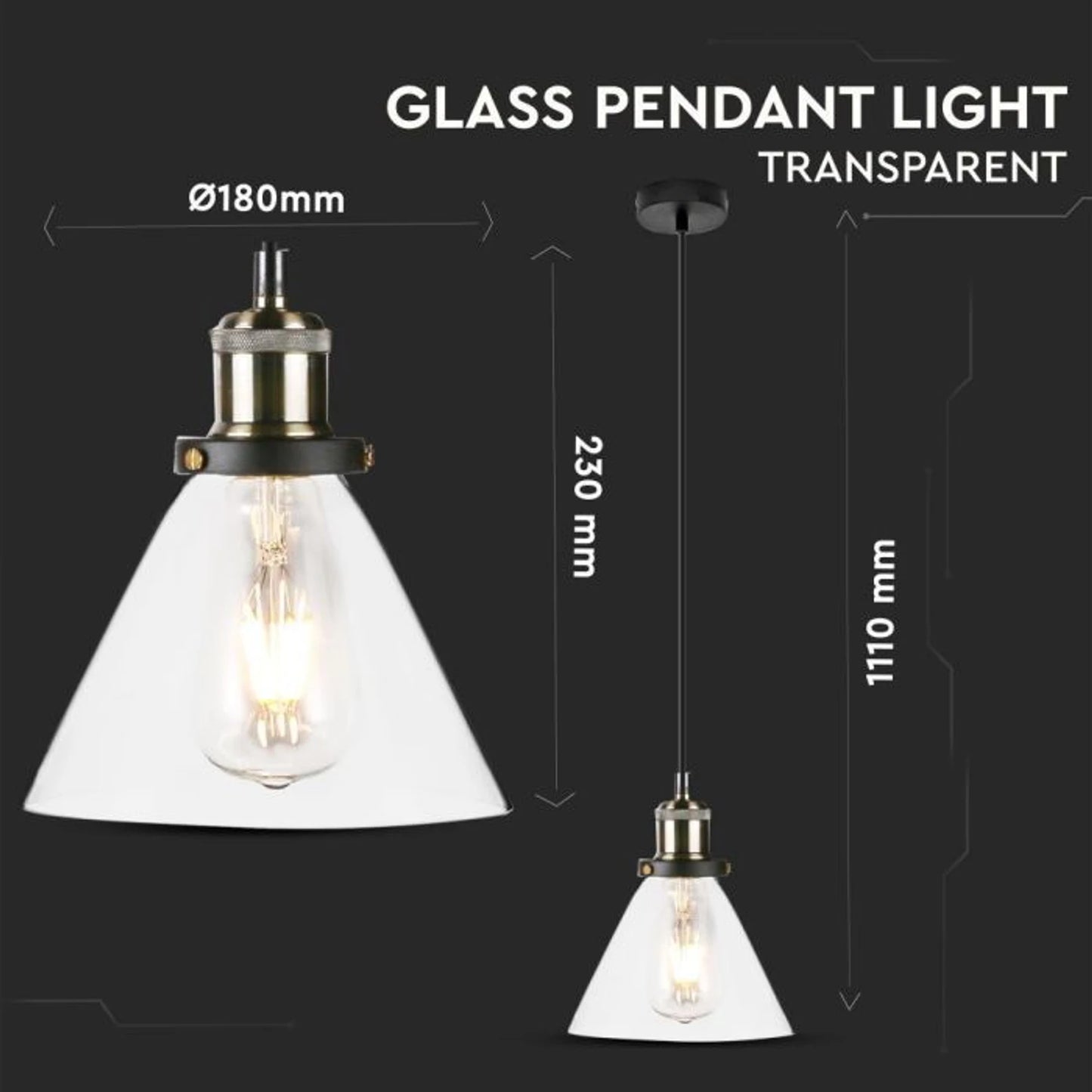 Hanglamp Livia - E27 - Transparant Glas