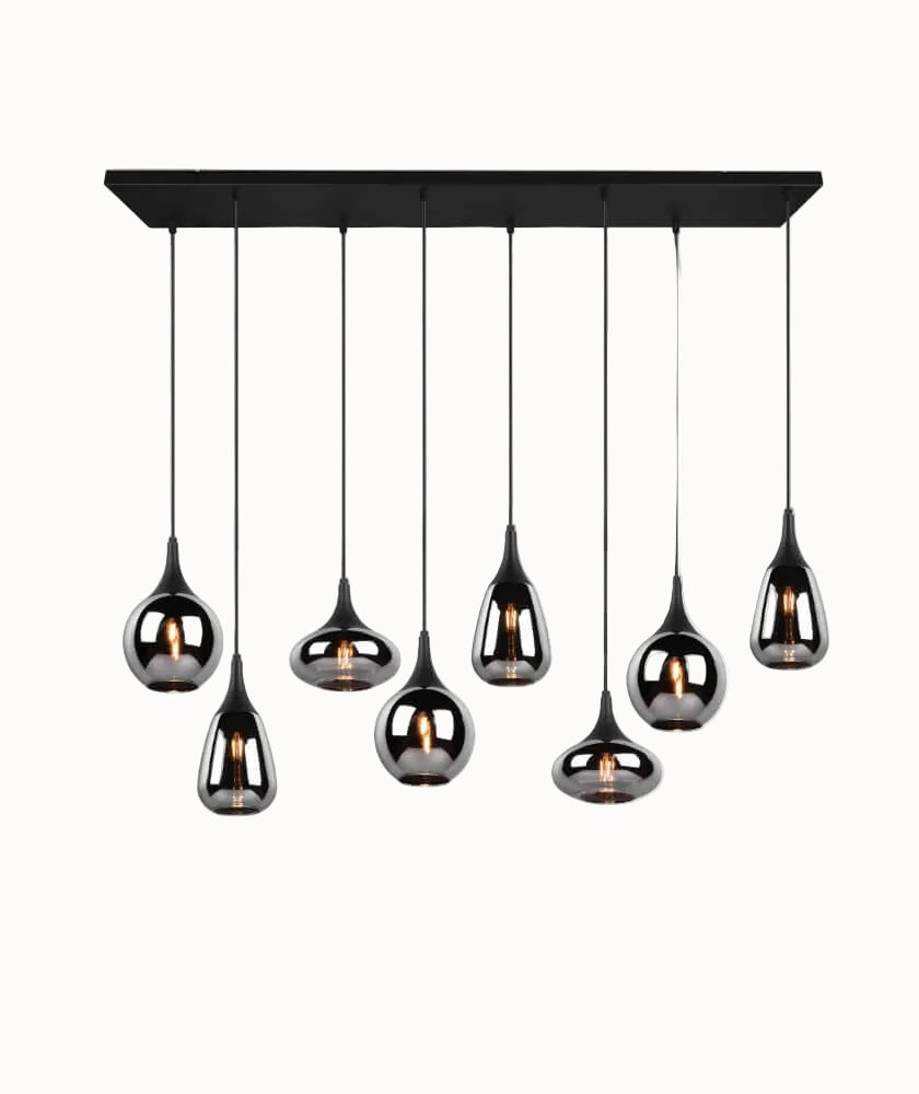 Hanglamp Lumina met Smoke Glas - 121 cm - Mat Zwart