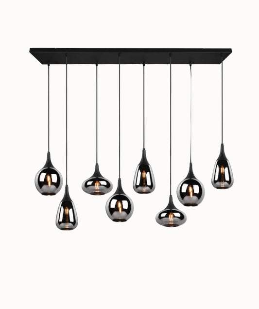 Hanglamp Lumina met Smoke Glas - 121 cm - Mat Zwart