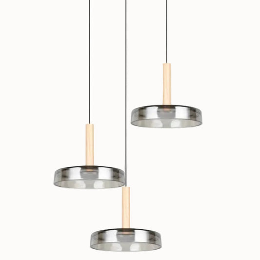 Hanglamp Celeste met LED Verlichting en Smoke Glas - Ø 35 cm - Chroom