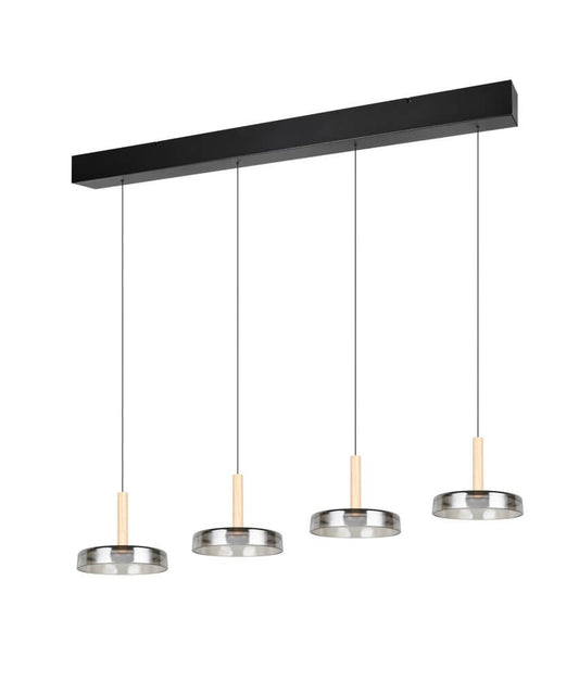 Hanglamp Celeste met LED Verlichting en Smoke Glas - 115 cm - Chroom