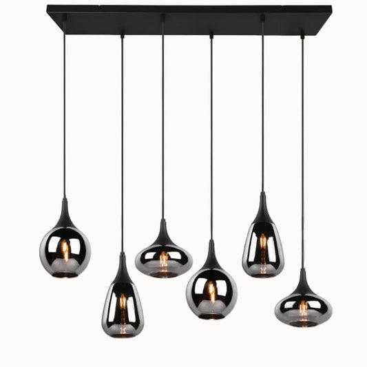 Hanglamp Lumina met Smoke Glas - 93 cm - Mat Zwart