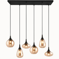 Hanglamp Lumina met Amber Glas - 121 cm - Mat Zwart