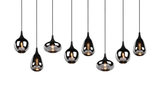 Hanglamp Lumina met Smoke Glas - 121 cm - Mat Zwart