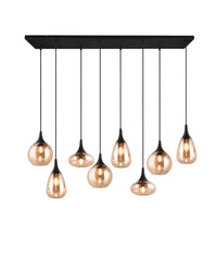 Hanglamp Lumina met Amber Glas - 121 cm - Mat Zwart