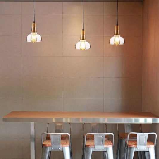 Hanglamp Nora - E27 - Transparant Glas & Hout