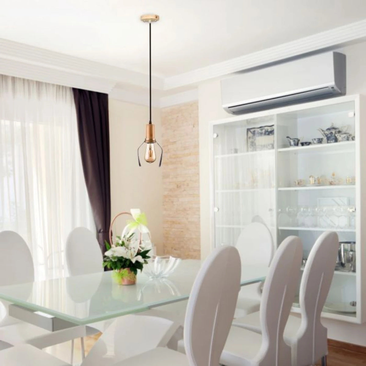Hanglamp Nola - E27 - Transparant Glas & Hout