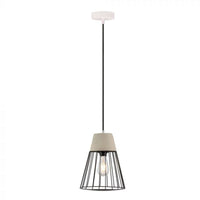 Hanglamp Soren - E27 - Beton & Zwart Mesh