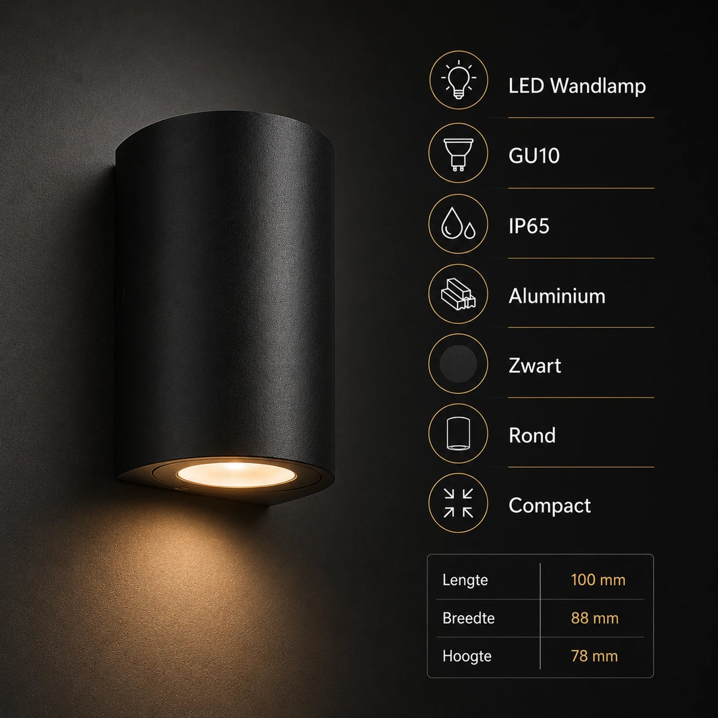 Wandlamp Cubo - Zwart