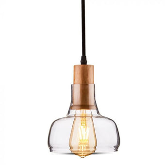 compare product Hanglamp Nora - E27 - Transparant Glas & Hout