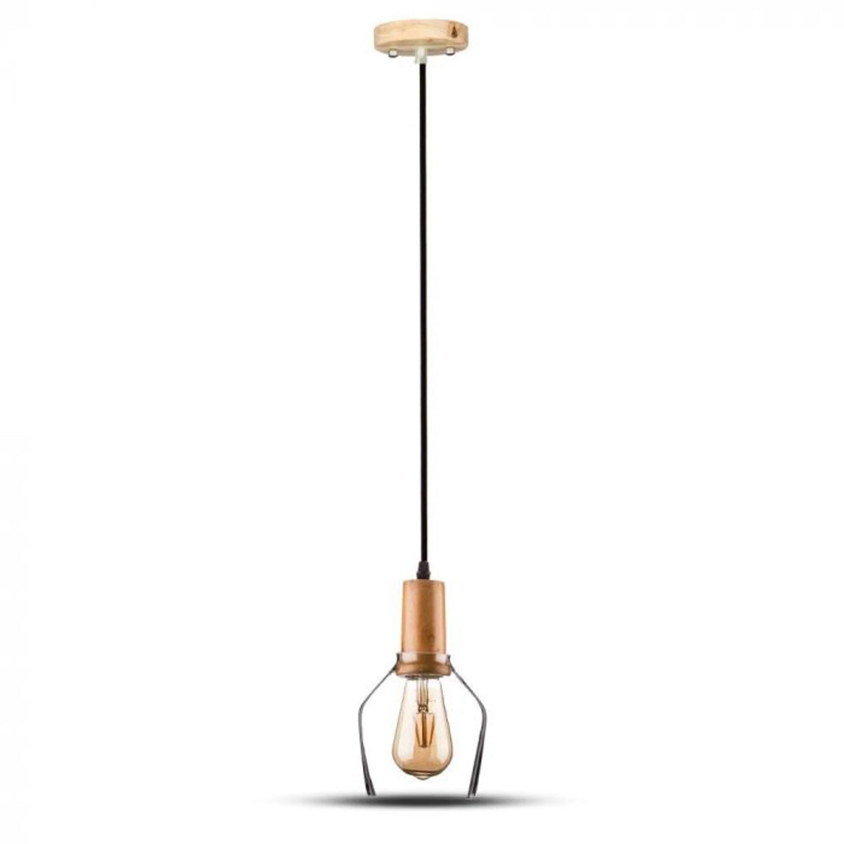 Hanglamp Nola - E27 - Transparant Glas & Hout