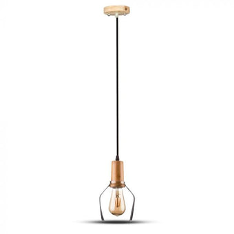 compare product Hanglamp Nola - E27 - Transparant Glas & Hout