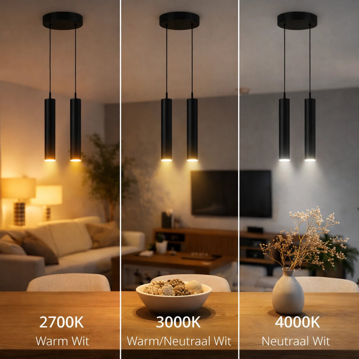 Hanglamp Nova Duo - LED 2×5W - 3CCT - Zwart