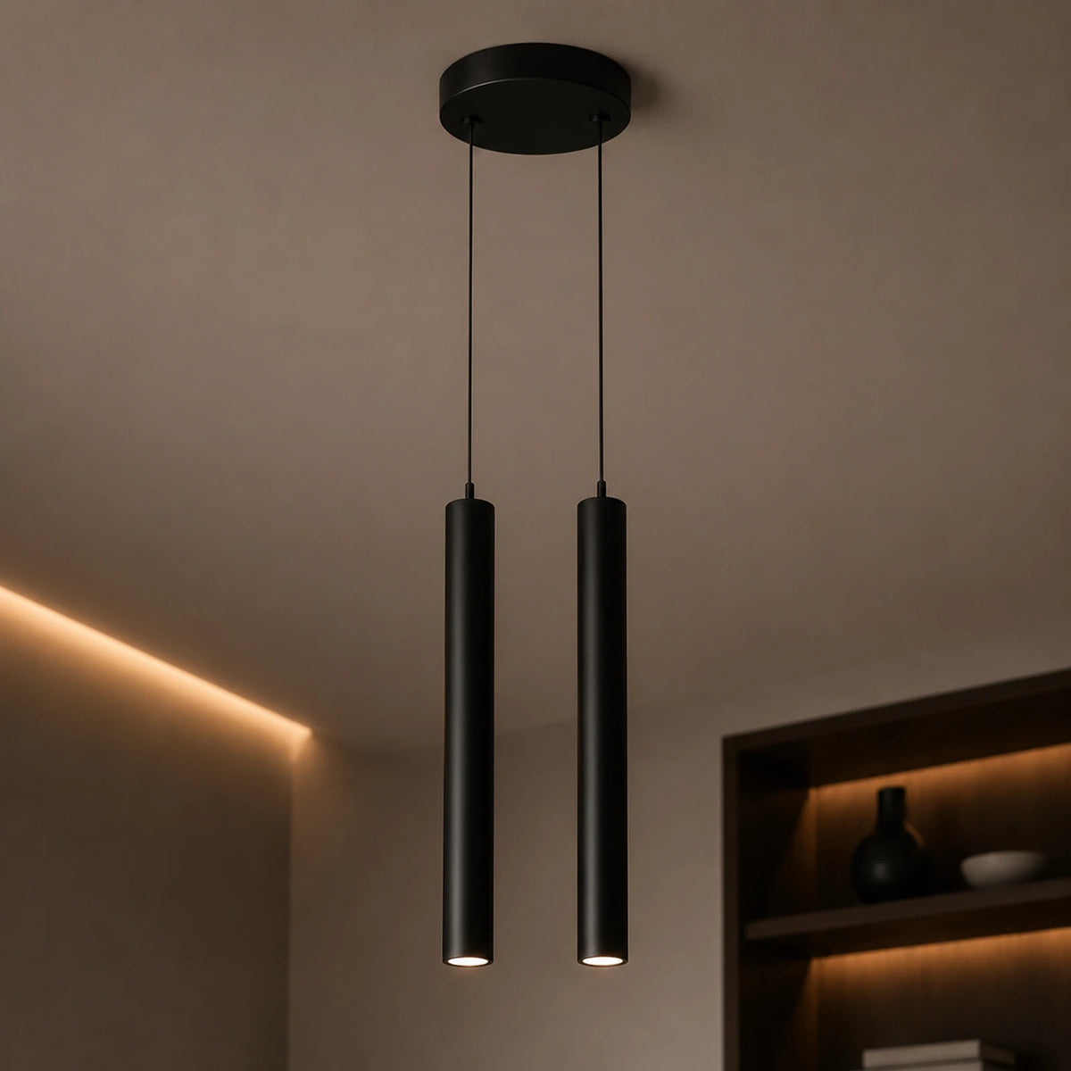 Hanglamp Nova Duo - LED 2×5W - 3CCT - Zwart