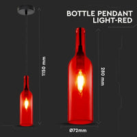 Hanglamp Azura - E14 - Rood Glas